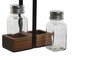 DKD Home Decor Salero Set de 2 Piezas 6 x 17.5 x 12 cm Negro y Natural Cristal y Acacia