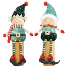 DKD Home Decor Figura de Elfo en Poliéster, Surtido de 2 unidades