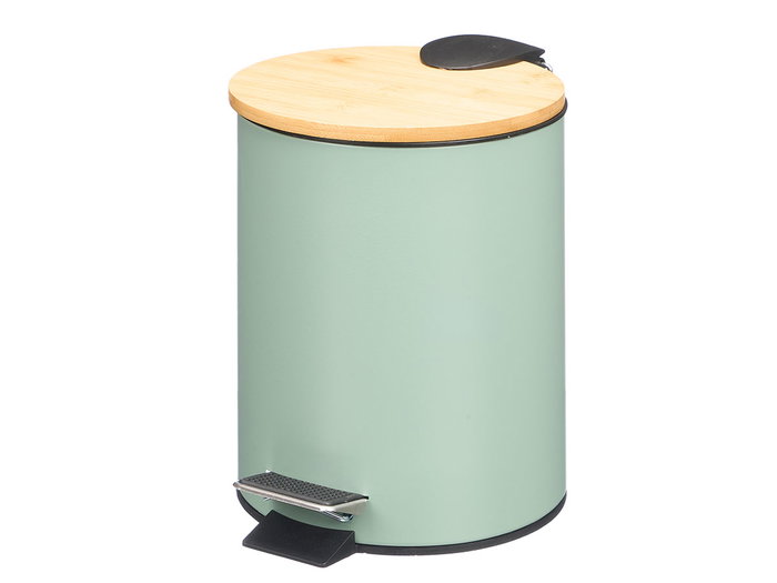 Berilo Papelera Metal con Tapa de Bambú 3L Menta Verde 21 x 23.5 x 17 cm (Set de 4)