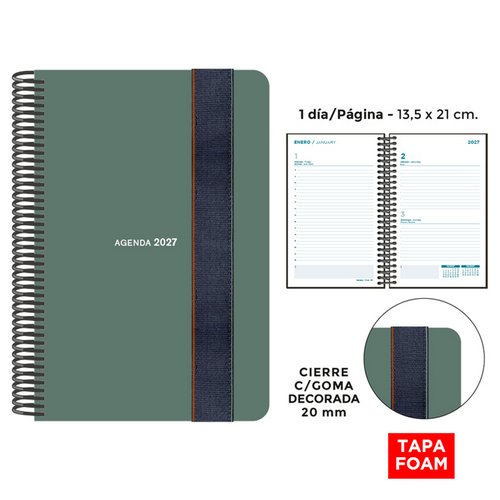 SENFORT Agenda Anual 2027 Foam Seoul Espiral Verde SENFORT Agenda Anual 2027 Foam Seoul Espiral Verde
