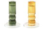 DKD Home Decor Candelabro Moderno Verde Mostaza Cristal 8.5 x 13.5 x 8.5 cm (4 Unidades)