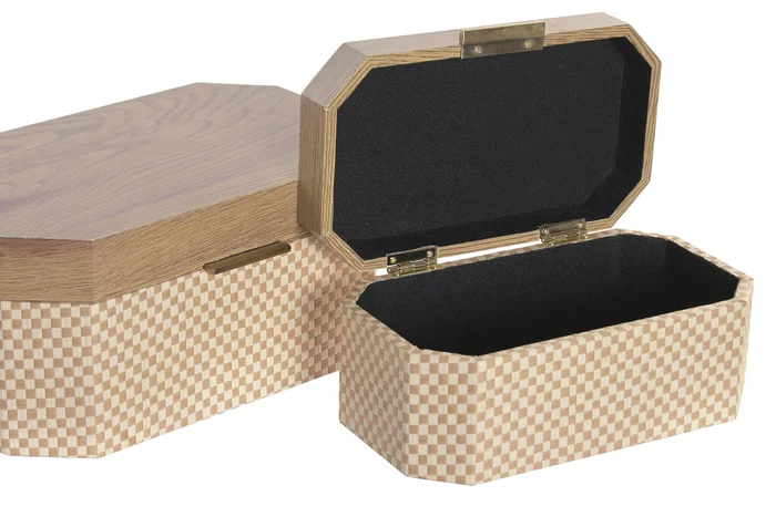 DKD Home Decor Caja Tradicional Natural 19 x 14 x 30 cm Set de 2