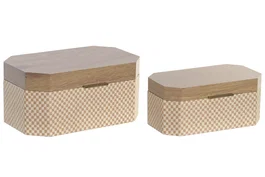 DKD Home Decor Caja Tradicional Natural 19 x 14 x 30 cm Set de 2