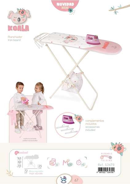 Decuevas Planchador Plegable con Plancha y Perchas 72x25 cm Altura Regulable