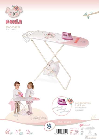 Decuevas Planchador Plegable con Plancha y Perchas 72x25 cm Altura Regulable