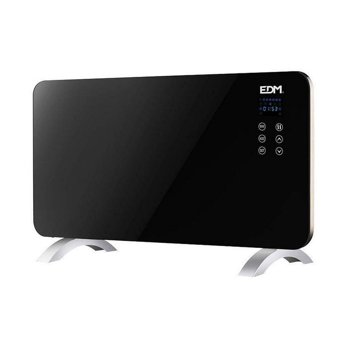 Edm Convector con placa de cristal 1500 W Negro