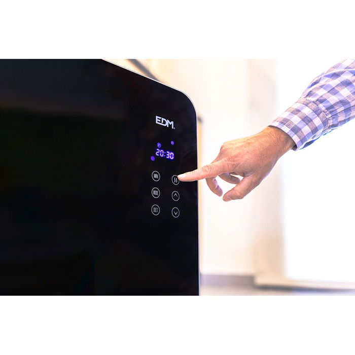 Edm Placa de cristal Convector 1500W con programador y mando a distancia, Negro