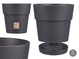 Stefanplast Maceta Plástico 30 cm Ethica Antracita con Reserva de Agua 29x29x29 cm (Set de 6)