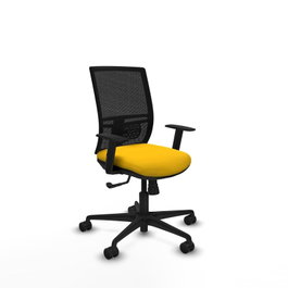PIQUERAS Y CRESPO Silla de oficina Yunquera, mecanismo Sincro, Tela Amarillo y Malla Negro