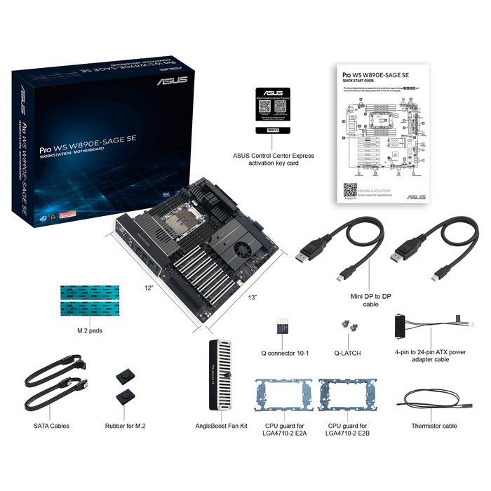 ASUS PRO WS W890E-SAGE SE Placa Base EEB Intel W890 LGA 4710-2 para Intel Xeon DDR5 ECC 8 Slots M.2 PCIe 5.0 10G Ethernet Windows 11