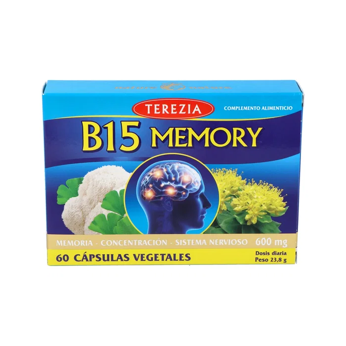 TEREZIA B15 Memory 60 Cápsulas | Suplemento para la Memoria y Concentración con Ginkgo Biloba, Bacopa, Cúrcuma y Hericium TEREZIA B15 Memory 60 Cápsulas | Suplemento para la Memoria y Concentración con Ginkgo Biloba, Bacopa, Cúrcuma y Hericium