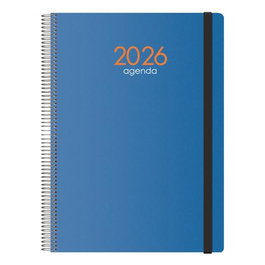 Dohe Agenda Anual Syncro Espiral 2026, 21x29.7 cm, Azul, Tapa de Polipropileno con Cierre de Goma, Cabeceras en 5 Idiomas (Español, Catalán, Gallego, Euskera, Portugués)