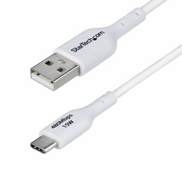 StarTech.com Cable USB-A a USB-C de 1m Blanco - Cable de Carga y Sincronización USB 2.0 - 3A, Fast Charge 15W, 480 Mbps, TPE, Blindado - para Dispositivos con Puerto USB-C