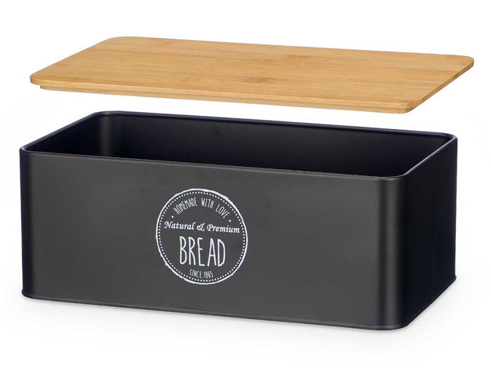 Kinvara Caja Pan Tapa Bambú Negra 33x18.5x13 cm (Set de 4)