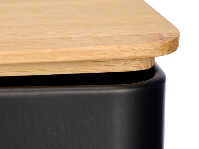 Kinvara Caja Pan Tapa Bambú Negra 33x18.5x13 cm (Set de 4)