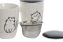 DKD Home Decor Mug Infusiones Scandi Blanco Negro 340ml Porcelana Inox Apto Microondas Lavavajillas Set 2 Unidades Caja Regalo