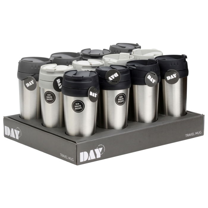 Day Mug Térmico 450 Ml Acero Inoxidable Silicona Plástico Doble Pared Antigoteo Colores Surtidos