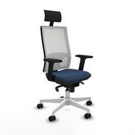 PIQUERAS Y CRESPO Silla de oficina Horna Azul marino con malla blanca