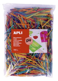 APLI Mini palitos de madera redondos colores surtidos 5 cm bolsa de 1500