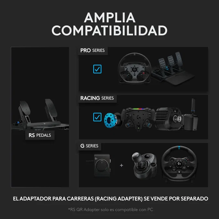 Logitech G RS Pedals Negro USB con Freno Loadcell 75kg
