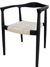 DKD Home Decor Silla de Teca y Ratán Negra