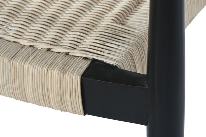 DKD Home Decor Silla de Teca y Ratán Negra