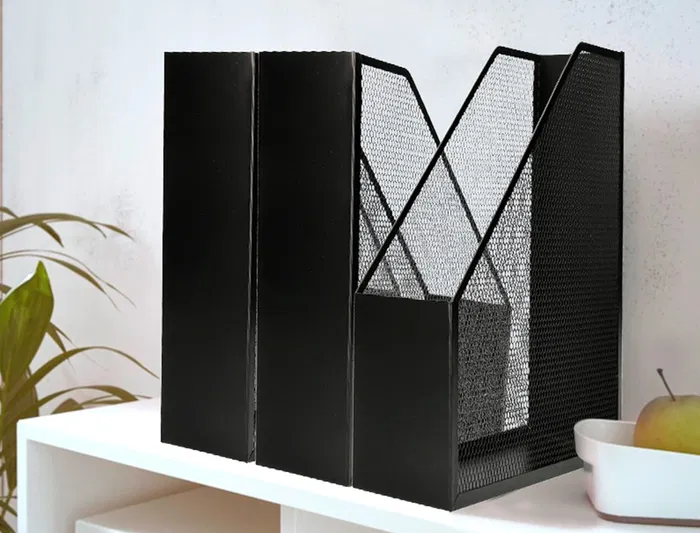 Q-connect Revistero Metálico Rejilla Negro 79x289x250 mm