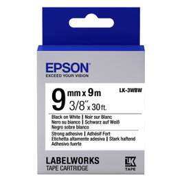 Epson LK-3WBW Cinta de etiquetas negra sobre blanco 9 mm x 9 m