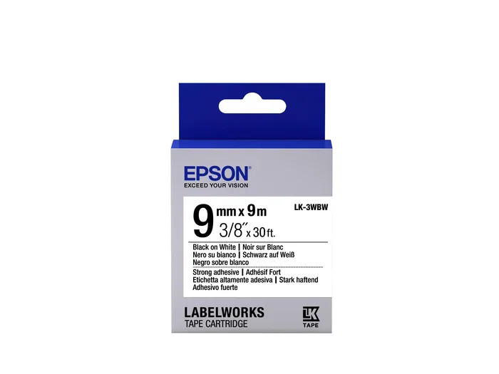 Epson LK-3WBW Cinta de etiquetas negra sobre blanco 9 mm x 9 m