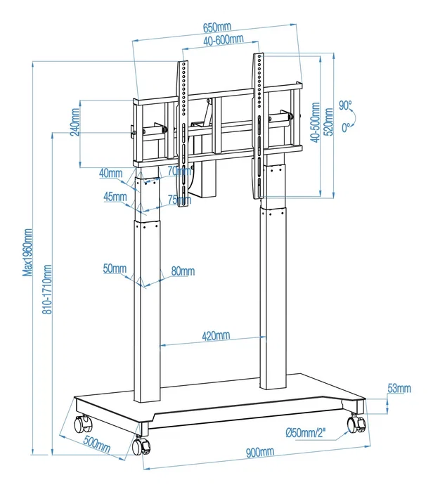 Tooq Soporte de Suelo Eléctrico UROS FSM03-B para TV 52-84 pulgadas