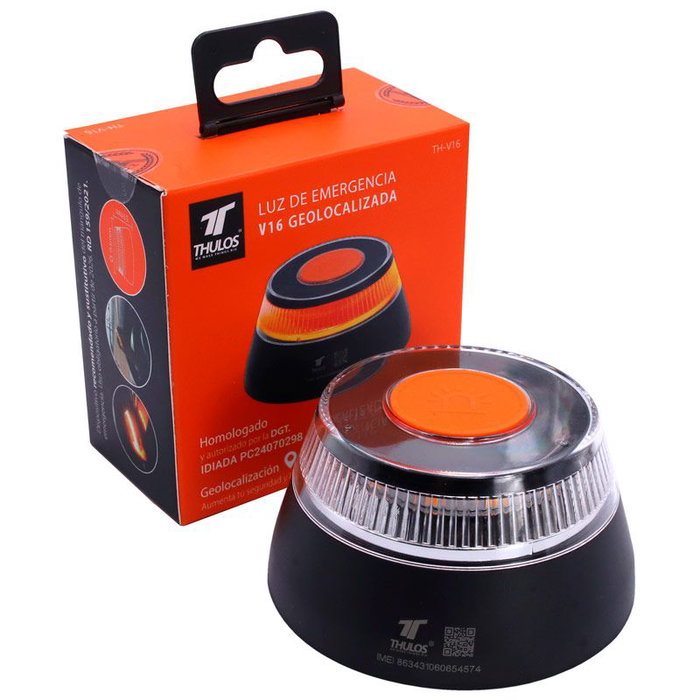 Thulos Baliza Luz Emergencia Geolocalizada TH-V16 Homologada DGT Visibilidad 1km 360º IP54