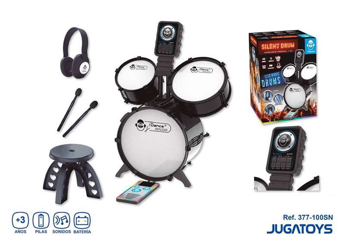 iDance Batería Electrónica con Cascos y Puerto USB-C Negro