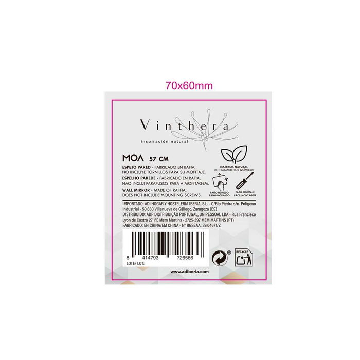 Espejo Rafia Moa Vinthera 57 cm