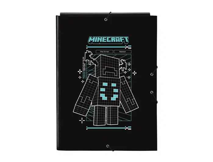 Safta Carpeta de Cartón Minecraft con Solapas y Gomas Elásticas