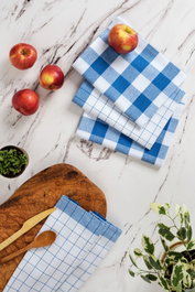 Hermia Juego de Toallas de Cocina Azul (45x65cm, 4 Piezas) - 85% Algodón, 15% Poliéster