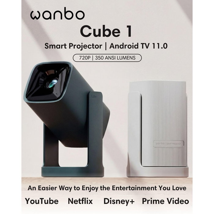 Wanbo Cube 1 Proyector Portátil HD, Azul Cielo