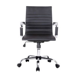 Equip Silla de Oficina Ergonomica 651002 Negra Imitacion Piel Reposabrazos Giratoria Ruedas Ajustable Altura Ancho 62cm Profundidad 55cm