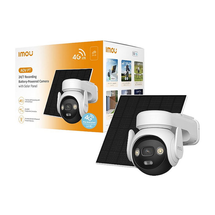 Imou AOV PT Kit Cámara Seguridad Exterior 5MP WiFi 4G 360º Blanco IP66 Resistente Agua Batería Recargable 10000 mAh Visión Nocturna 20m Imou AOV PT Kit Cámara Seguridad Exterior 5MP WiFi 4G 360º Blanco IP66 Resistente Agua Batería Recargable 10000 mAh Visión Nocturna 20m