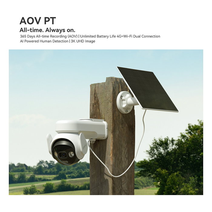 Imou AOV PT Kit Cámara Seguridad Exterior 5MP WiFi 4G 360º Blanco IP66 Resistente Agua Batería Recargable 10000 mAh Visión Nocturna 20m Imou AOV PT Kit Cámara Seguridad Exterior 5MP WiFi 4G 360º Blanco IP66 Resistente Agua Batería Recargable 10000 mAh Visión Nocturna 20m