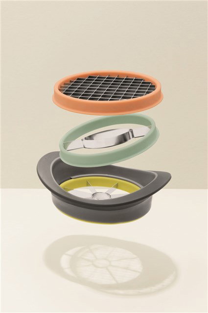 Berghoff 3950020 Set Cortador Frutas y Verduras Rápido, Seguro y Fácil con Cuchillas Intercambiables de Acero Inoxidable