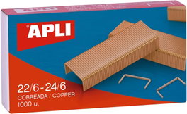 APLI PAPER Caja de 10 unidades de 1000 grapas cobreadas 22/6 - 24/6