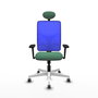 PIQUERAS Y CRESPO Silla de oficina Motilla con mecanismo Sincro, Verde esmeralda y Azul