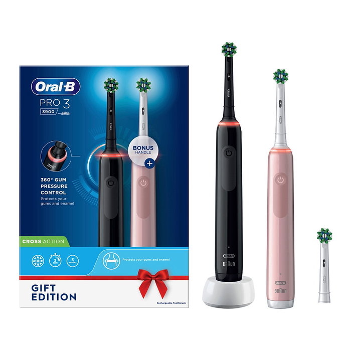 Oral-B Pro 3 3900 Duo Cepillo Dental Oscilante Negro Rosa Pack x2 Oral-B Pro 3 3900 Duo Cepillo Dental Oscilante Negro Rosa Pack x2
