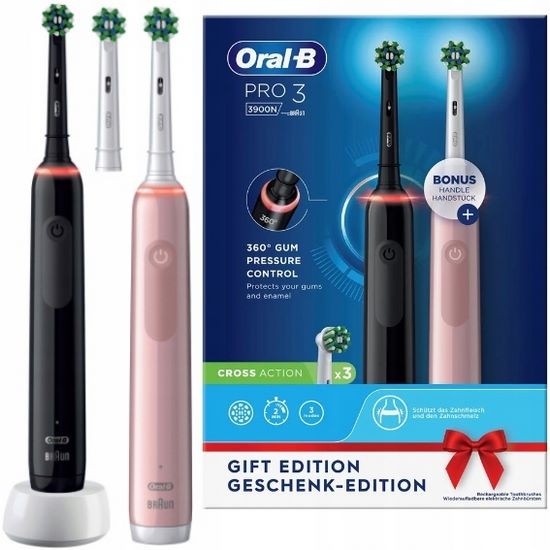 Oral-B Pro 3 3900 Duo Cepillo Dental Oscilante Negro Rosa Pack x2 Oral-B Pro 3 3900 Duo Cepillo Dental Oscilante Negro Rosa Pack x2