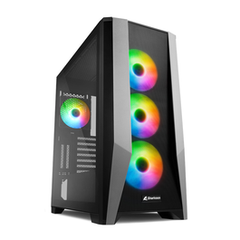 SHARKOON ELITE SHARK TG7M RGB Negro Caja de PC con 4 ventiladores RGB PWM, panel frontal de rejilla, compatible con radiador hasta 360mm y USB Tipo C
