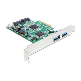 DeLOCK 89359 Tarjeta PCI Express x4 con 2 puertos USB 3.2 Gen 1 y 2 puertos SATA 6 Gb/s