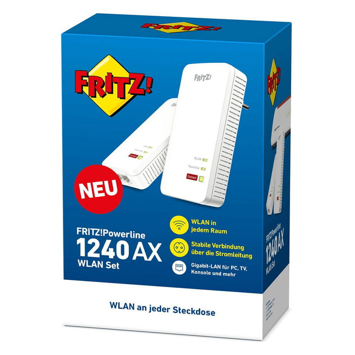 AVM FRITZ! Powerline 1240 AX Set Adaptador de Red Powerline 1200 Mbit/s Wi-Fi 6 (802.11ax) Blanco AVM FRITZ! Powerline 1240 AX Set Adaptador de Red Powerline 1200 Mbit/s Wi-Fi 6 (802.11ax) Blanco