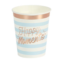 Party Time Juego De 6 Vasos De Papel 200 Ml, Modelos Surtidos Happy Day Rosa Y Happy Moments Azul