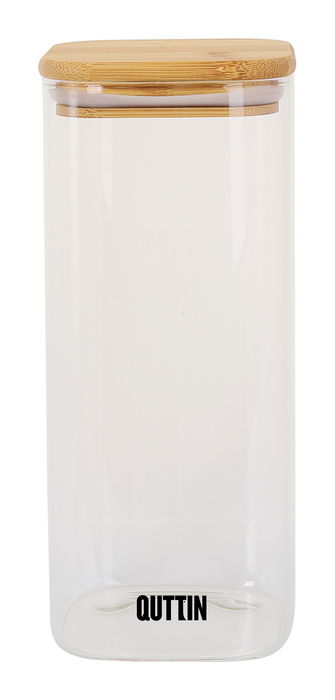 Quttin Tarro Cuadrado de Boro con Tapa de Bambú 8 x 21 cm (1000ml) (12 Unidades)