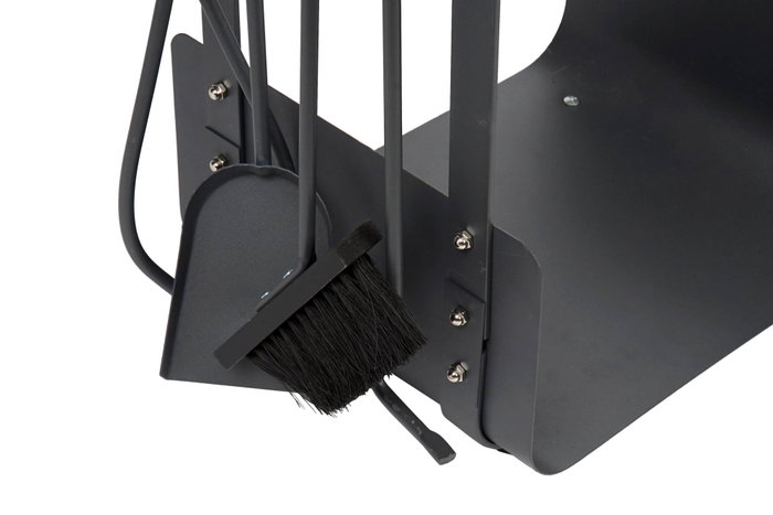 DKD Home Decor Set de 4 Leñeras de Acero y Pino Negro y Natural 11x2,5x57 cm